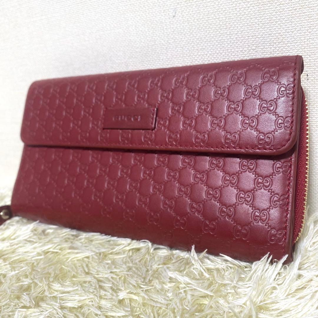 美品✨ GUCCI グッチ ラウンドファスナー二つ折り長財布　マイクロシマ