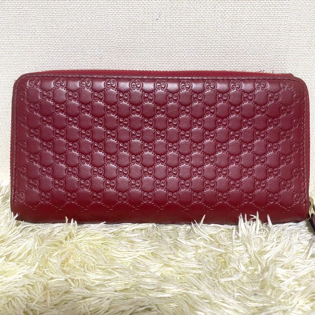 美品✨ GUCCI グッチ ラウンドファスナー二つ折り長財布　マイクロシマ