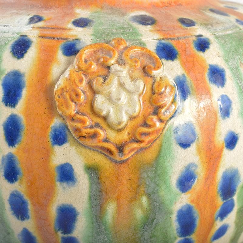 中国　唐三彩　貼花文　壷　C　R6653