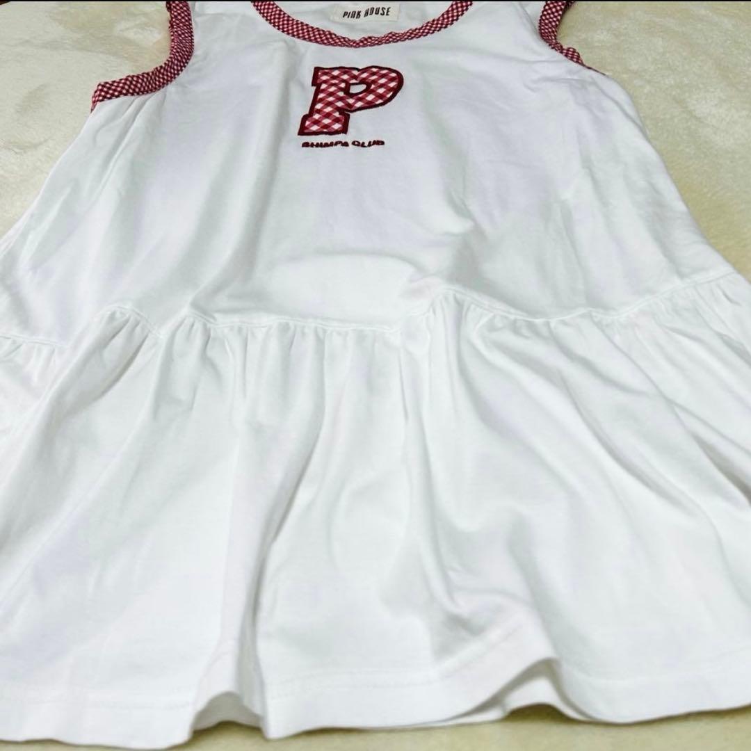 ピンクハウス 日本製 未使用 ギンガムチェック ロゴ チュニックカットソーP42