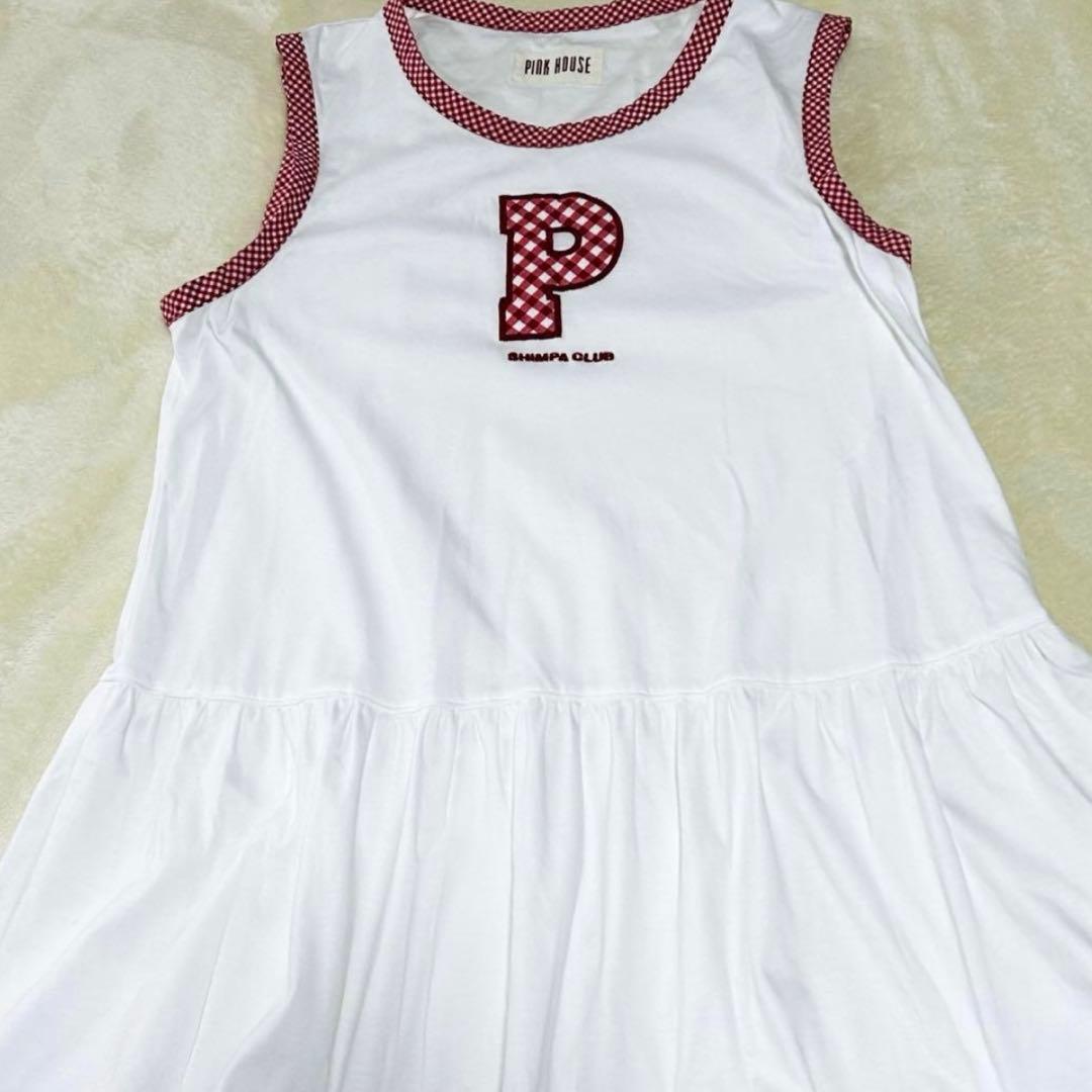 ピンクハウス 日本製 未使用 ギンガムチェック ロゴ チュニックカットソーP42