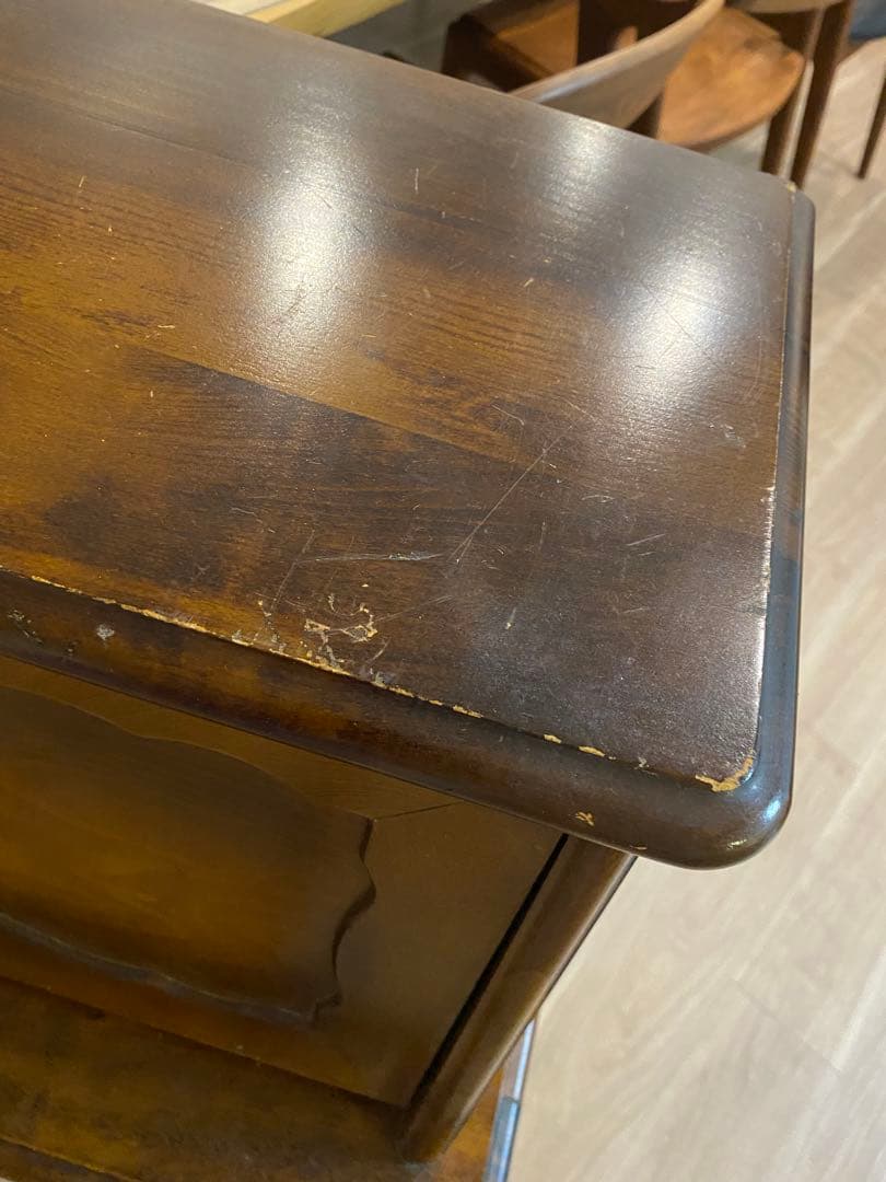 カリモクコロニアル木製クラシック電話台 ライティングビューロ　ろくろ調