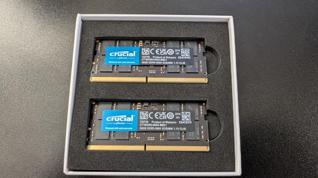 メモリー Crucial 32GB (2x16GB) DDR5-5600 SODIMM
