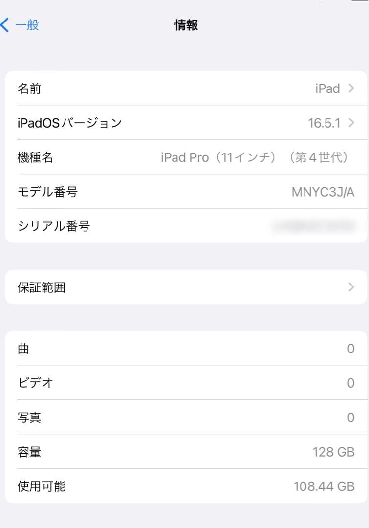 【極美品】iPad Pro 11インチ 第4世代 128GB SIMフリー版