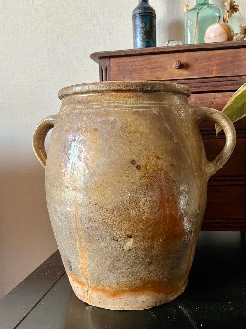 フランス アンティーク ポット 壺 陶器 花器 花瓶 土器 オブジェ フレンチ