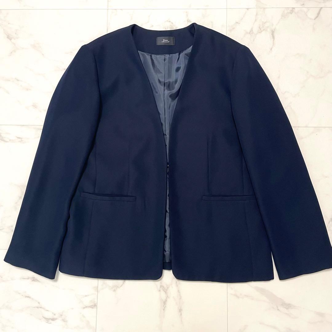 極美品 アーバンリサーチドアーズ ノーカラー Vネックジャケット 濃紺 1