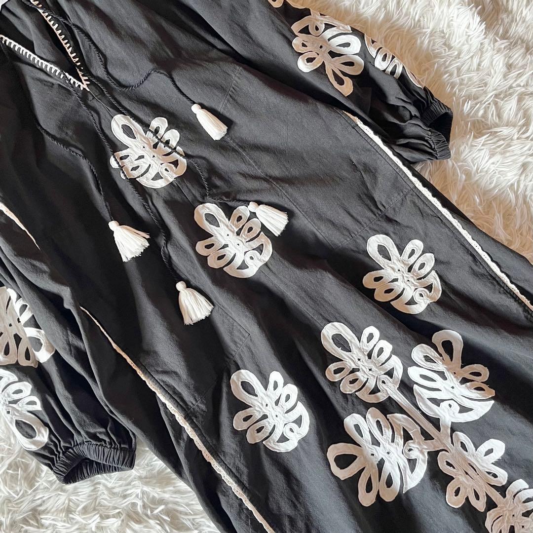 24SS✨ サラマリカ カザフスタンパッチワークドレス 定価3.5万円 ブラック