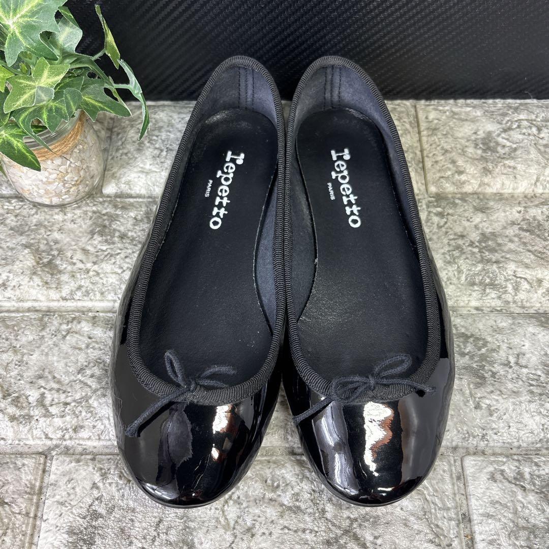 【Repetto】レペット　バレエシューズ　フラット　エナメル　ブラック　36
