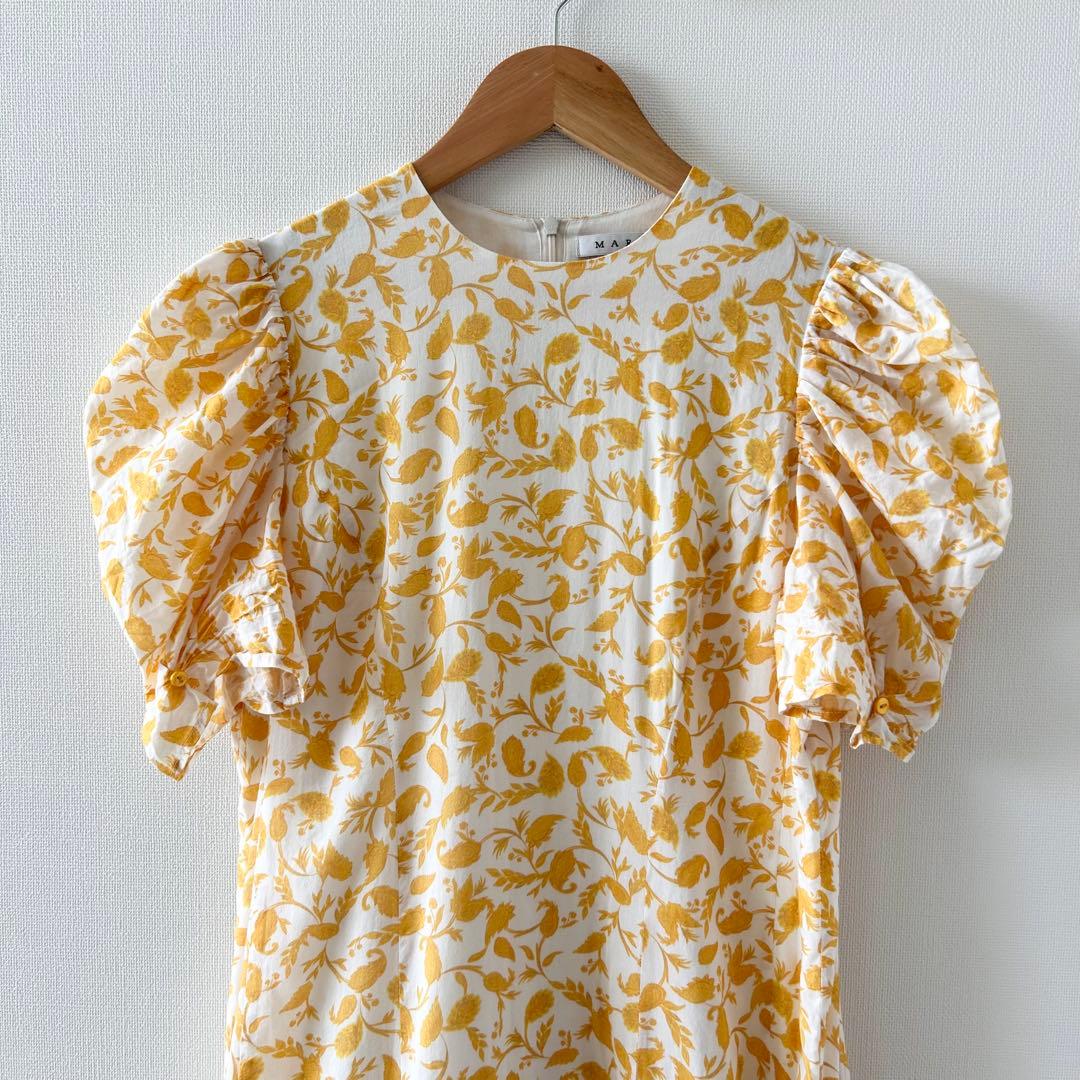 マリハ　セレナーデのドレス　ロングワンピース　半袖　イエロー　38