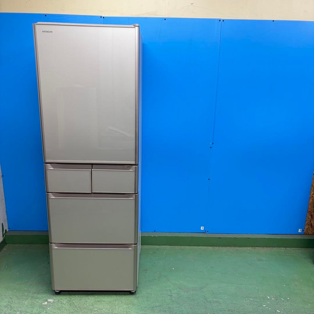 704 保証　鏡面　大型冷蔵庫　400L強 極美品　右開き　自動製氷機　5ドア