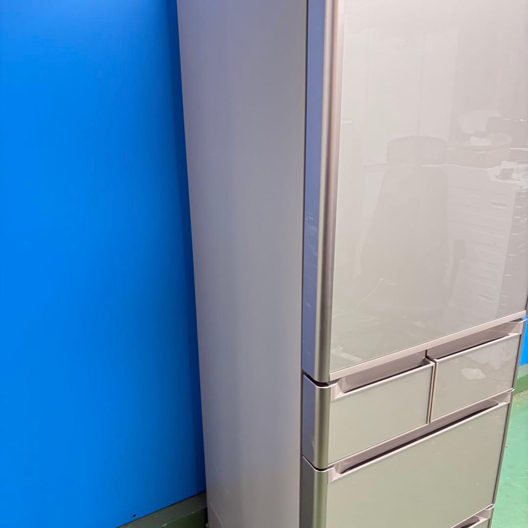 704 保証　鏡面　大型冷蔵庫　400L強 極美品　右開き　自動製氷機　5ドア