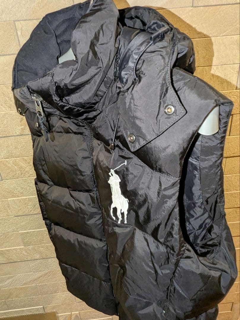 美品■ポロ・ラルフローレン黒ダウンベスト■M■POLO RALPH LAUREN