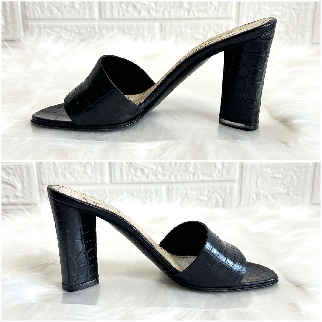 未使用級✨イヴ・サンローラン ミュール パンプス ヒール クロコ イタリア製