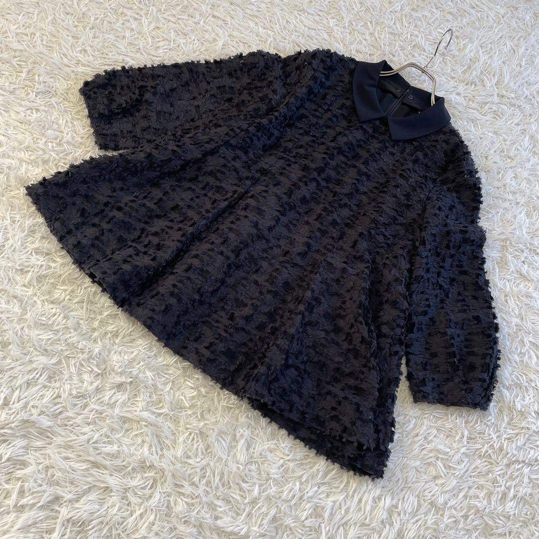 23区【VERYコラボ】ボタニカル カットジャカード ブラウス　ネイビー