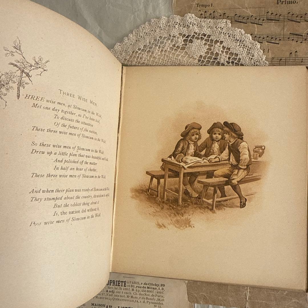 稀少アンティーク美しい挿絵のヴィクトリアン絵本　洋書ジャンクジャーナル古書