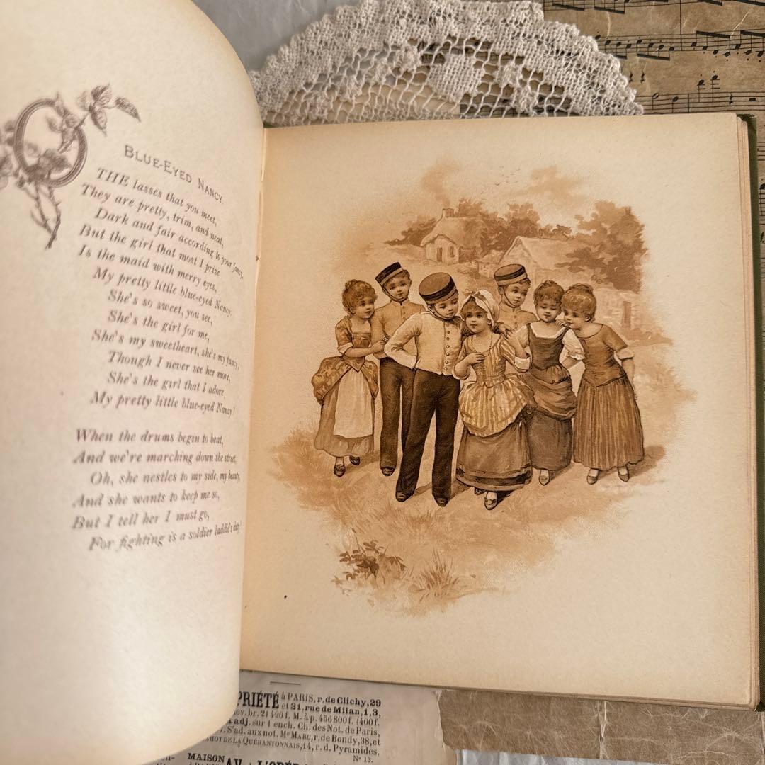 稀少アンティーク美しい挿絵のヴィクトリアン絵本　洋書ジャンクジャーナル古書