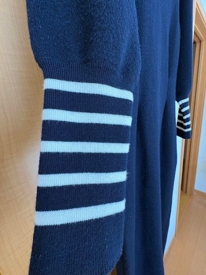 BORDERS at BALCONY ネイビー Vネック ニットワンピース