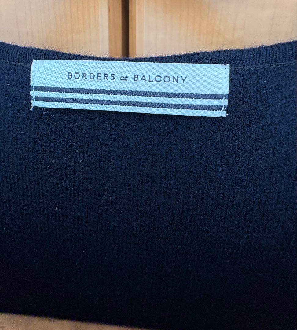 BORDERS at BALCONY ネイビー Vネック ニットワンピース