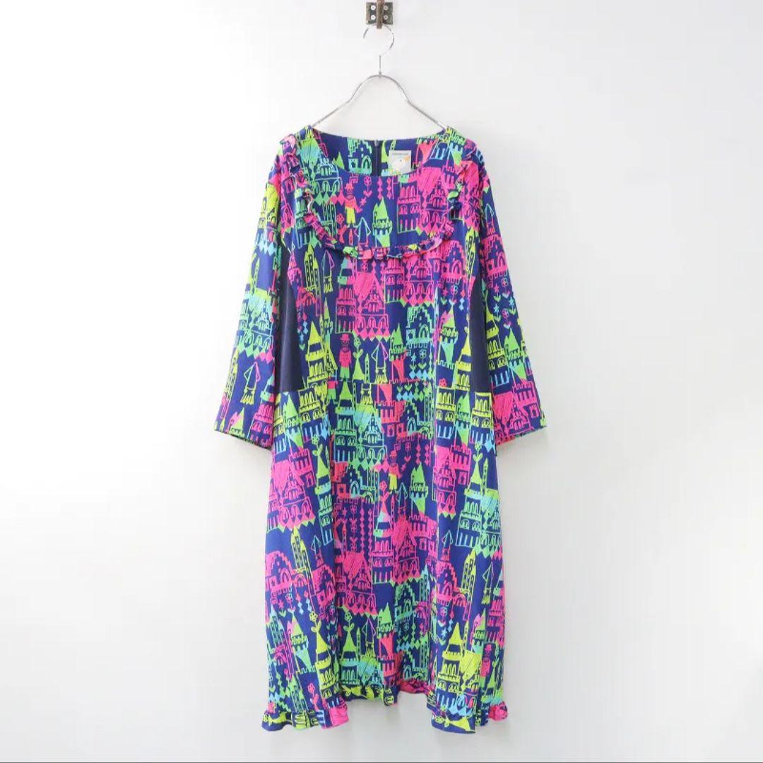 美品 大きいサイズ マンナイン mannineメキシカンプリントワンピース