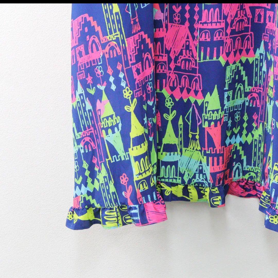 美品 大きいサイズ マンナイン mannineメキシカンプリントワンピース