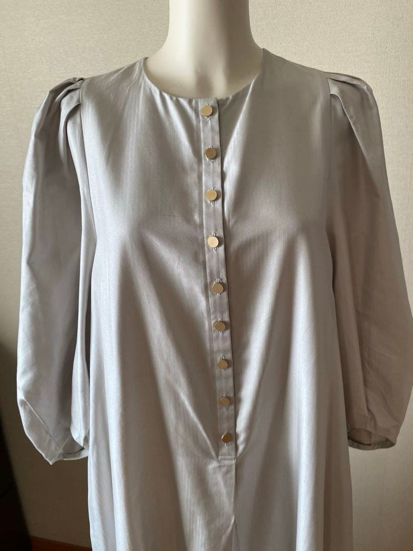 め*ー様 ebure シルクヘリンボーン ボリュームスリーブ　ロングワンピース