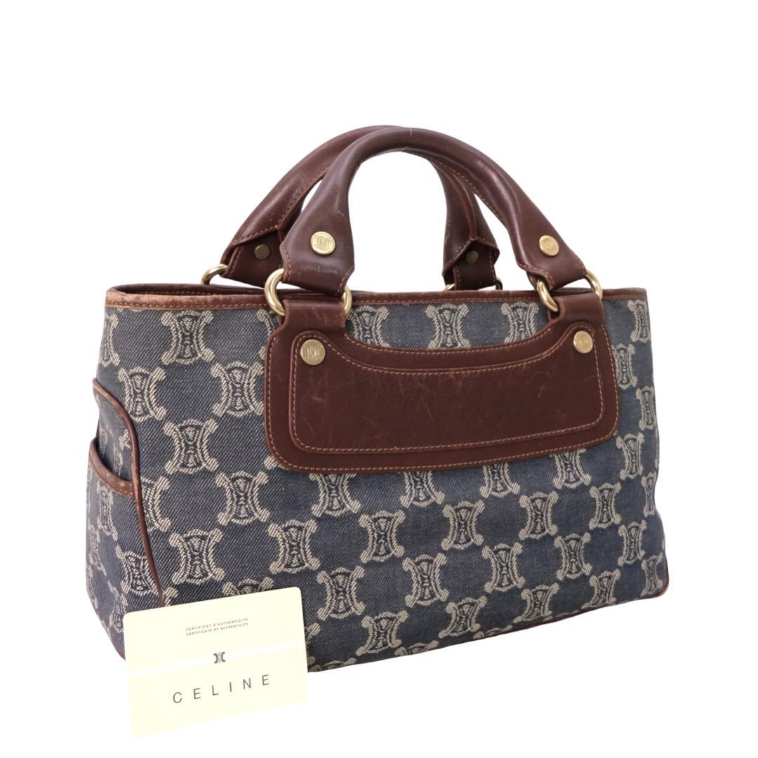 本物 ■セリーヌ■ブギーバッグ マカダム デニム ハンドバッグ トートバッグ