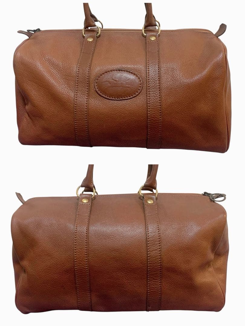 希少 良品 ロンシャン ボストンバッグ オールレザー 大容量 旅行 ゴールド