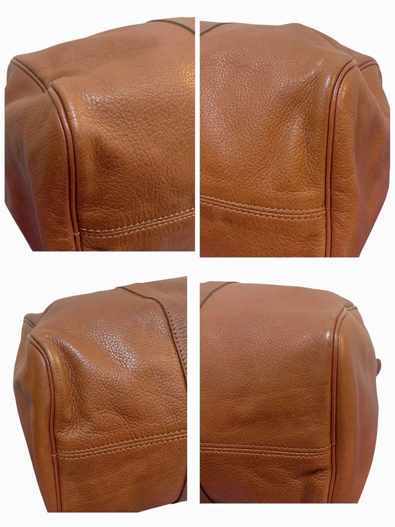 希少 良品 ロンシャン ボストンバッグ オールレザー 大容量 旅行 ゴールド