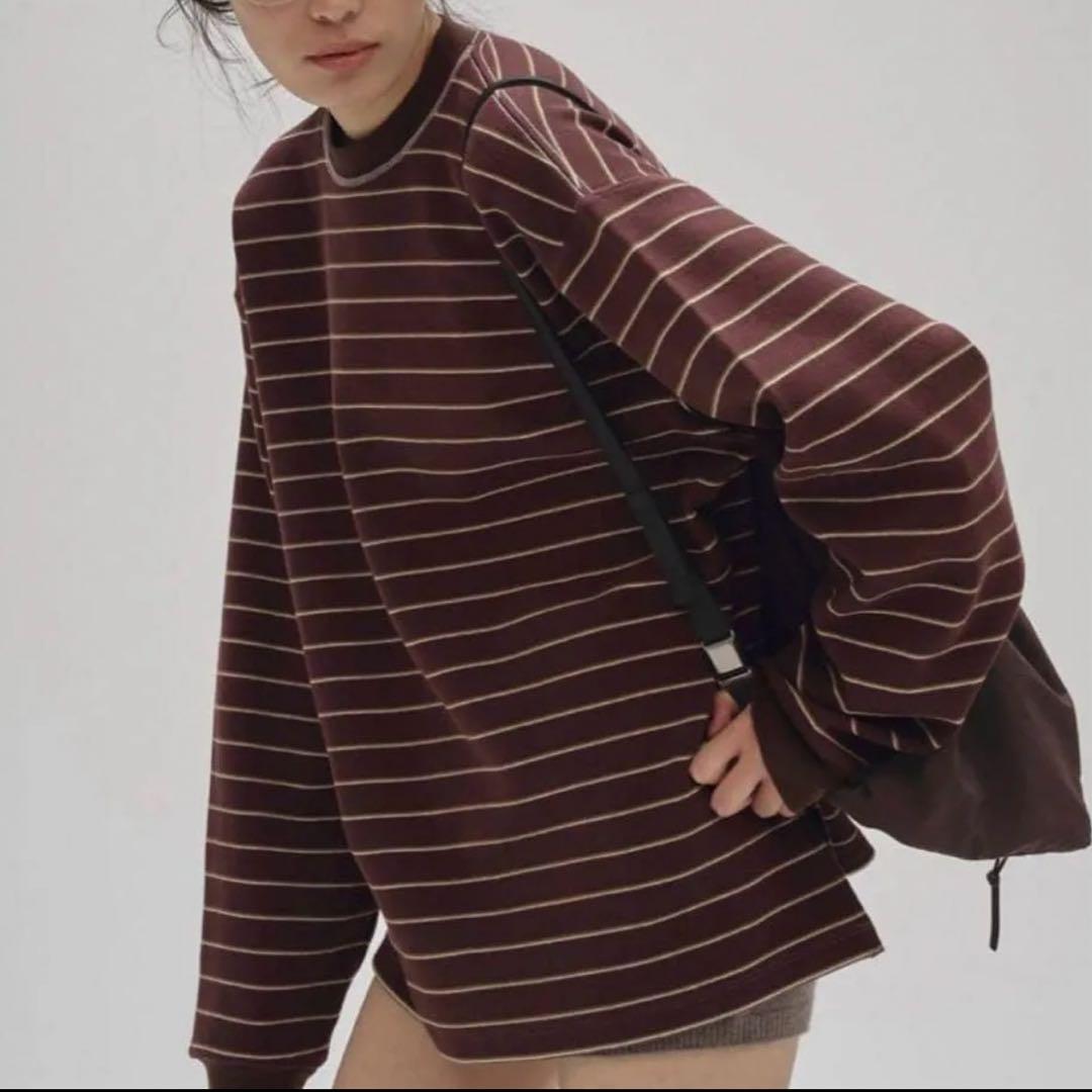 カットソー ブラウン　TODAYFUL Border Long T-shirts