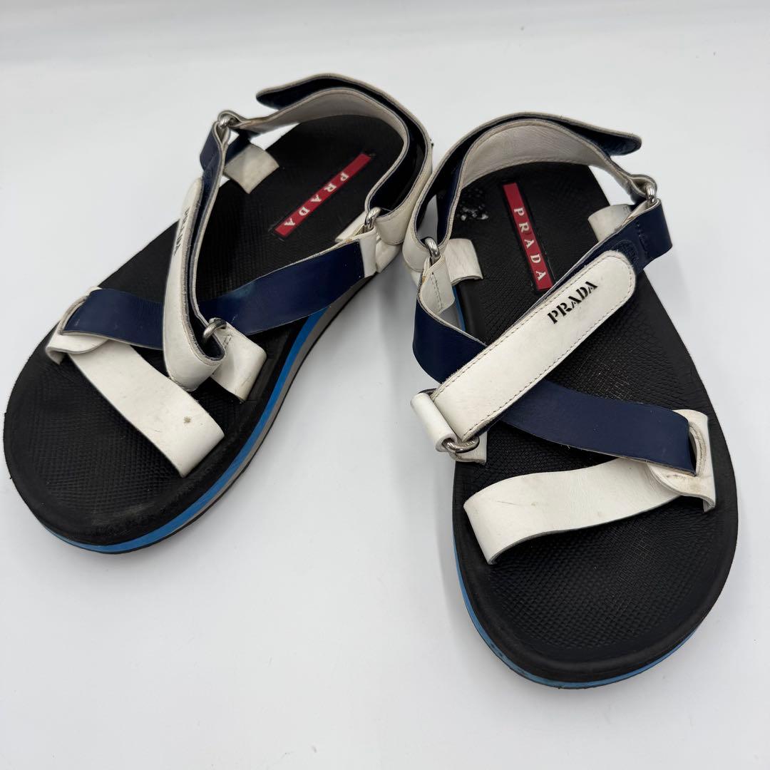 美品　プラダスポーツ　メンズ　クロスサンダル　ロゴ　ベルト