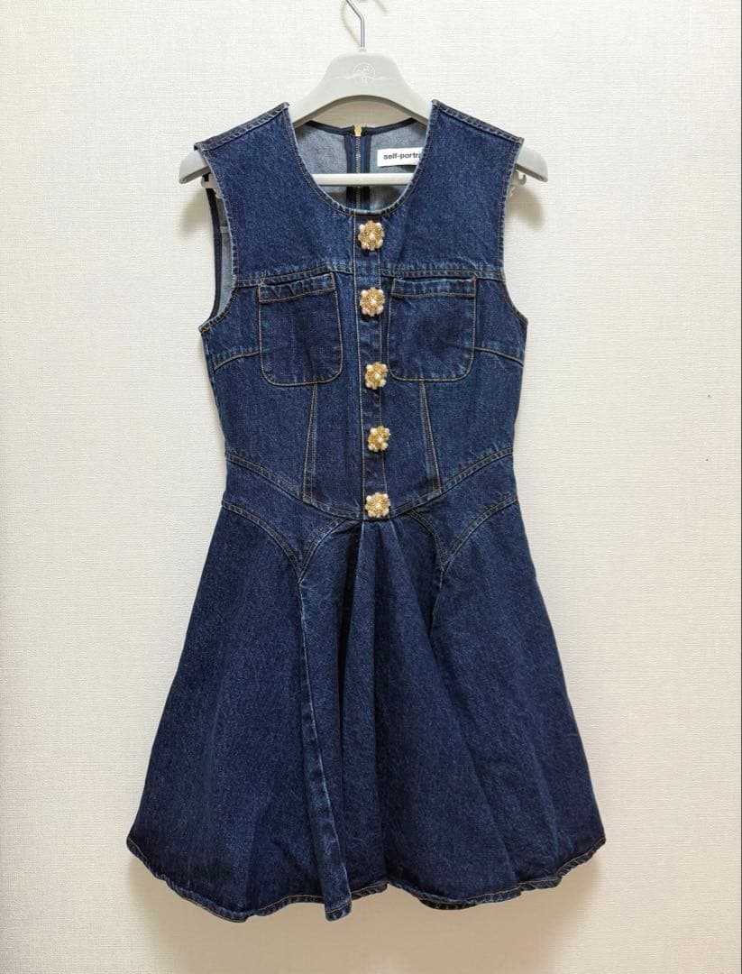 self-portrait デニムノースリーブワンピース UK8