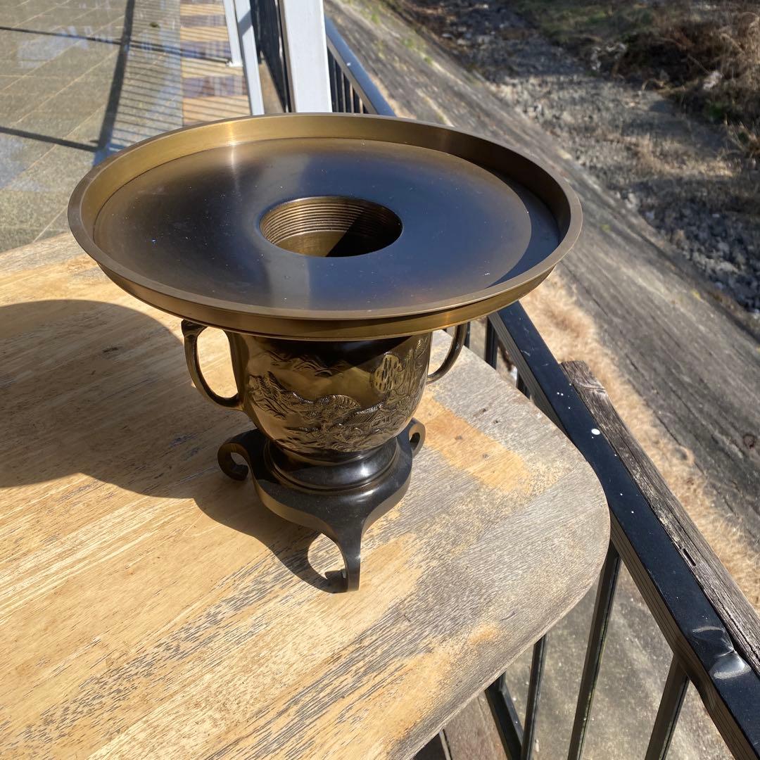 唐銅薄端　共耳新山水　未使用