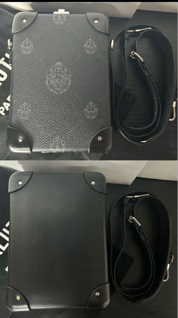 期間限定BERLUTI ブラックレザー ショルダーバッグ