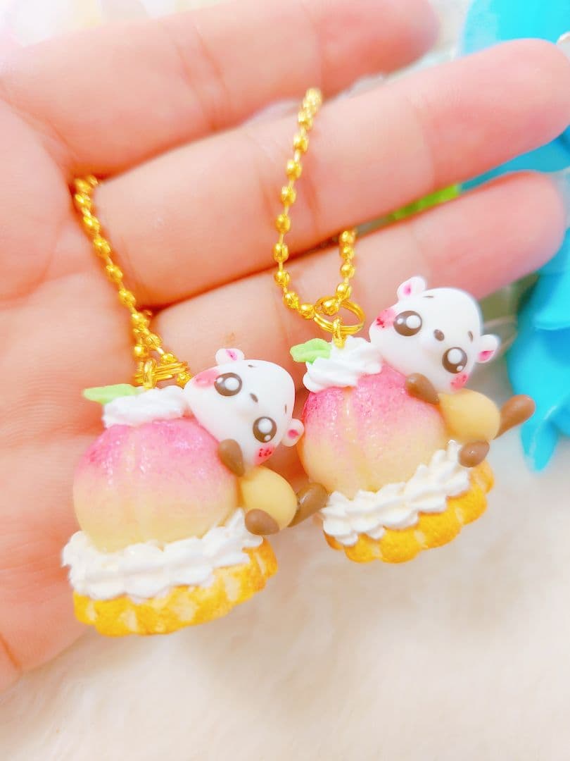 香水瓶　バンビ&くま　シャカシャカキーホルダー　樹脂粘土　チャーム