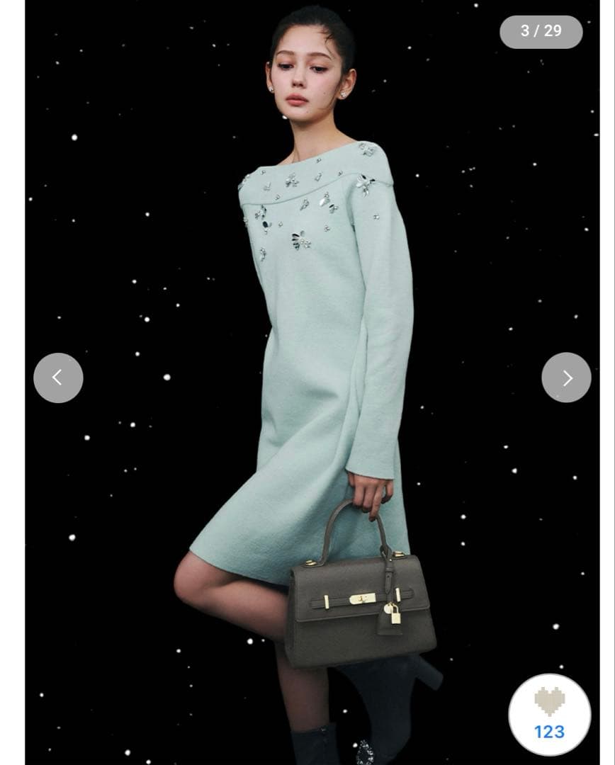 CELFORD ペダルビジューニットワンピース　ミント