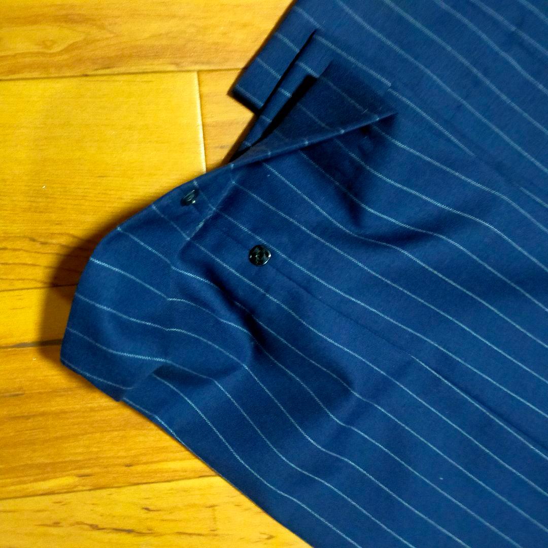 冬物美品3点セット細身ネイビー ピンストライプ スーツジャケット+スラックス2本