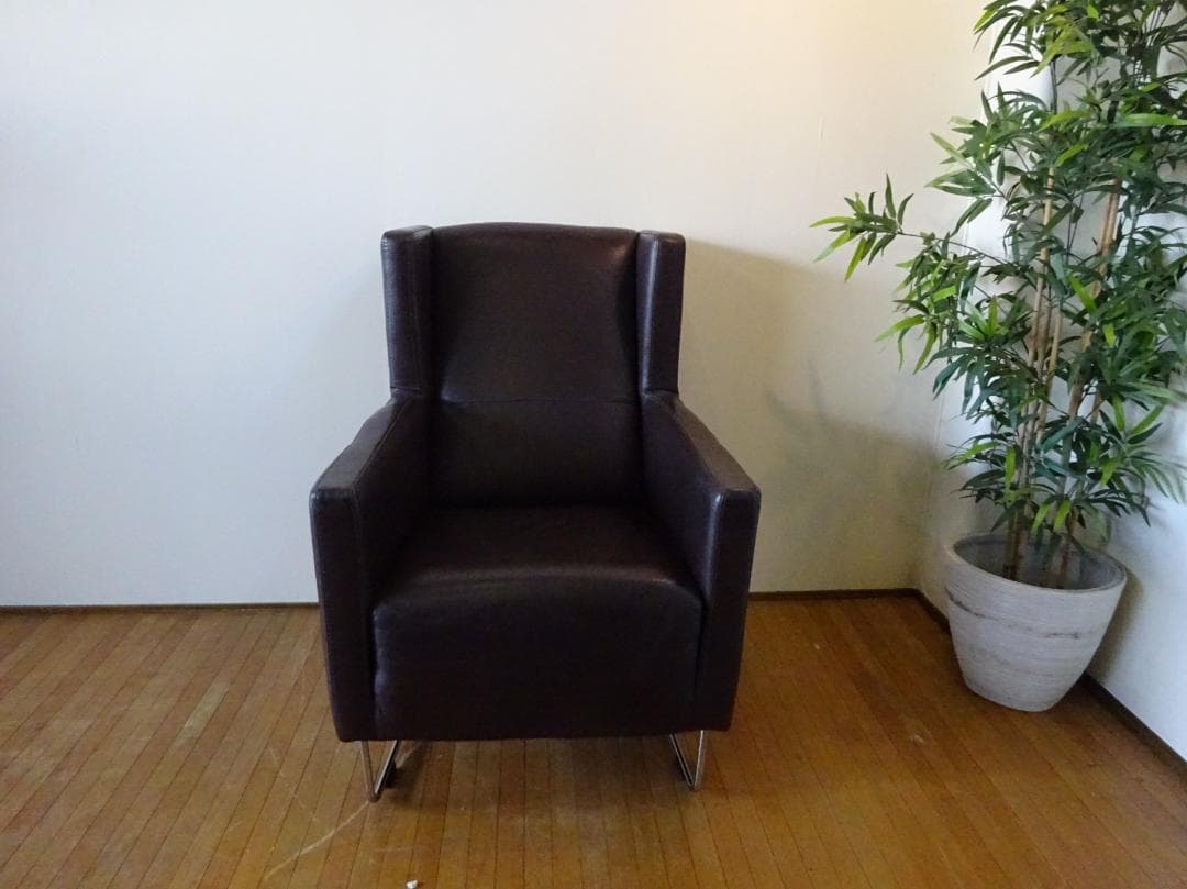 beaute　ヴィンテージ　レザーワールド　総革　ハイバック　1Pソファ