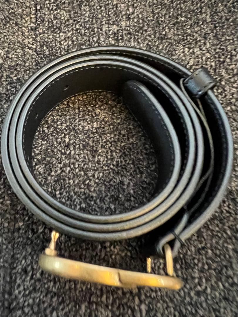 GUCCI ブラックレザー GGマーモント　ロゴ ベルト