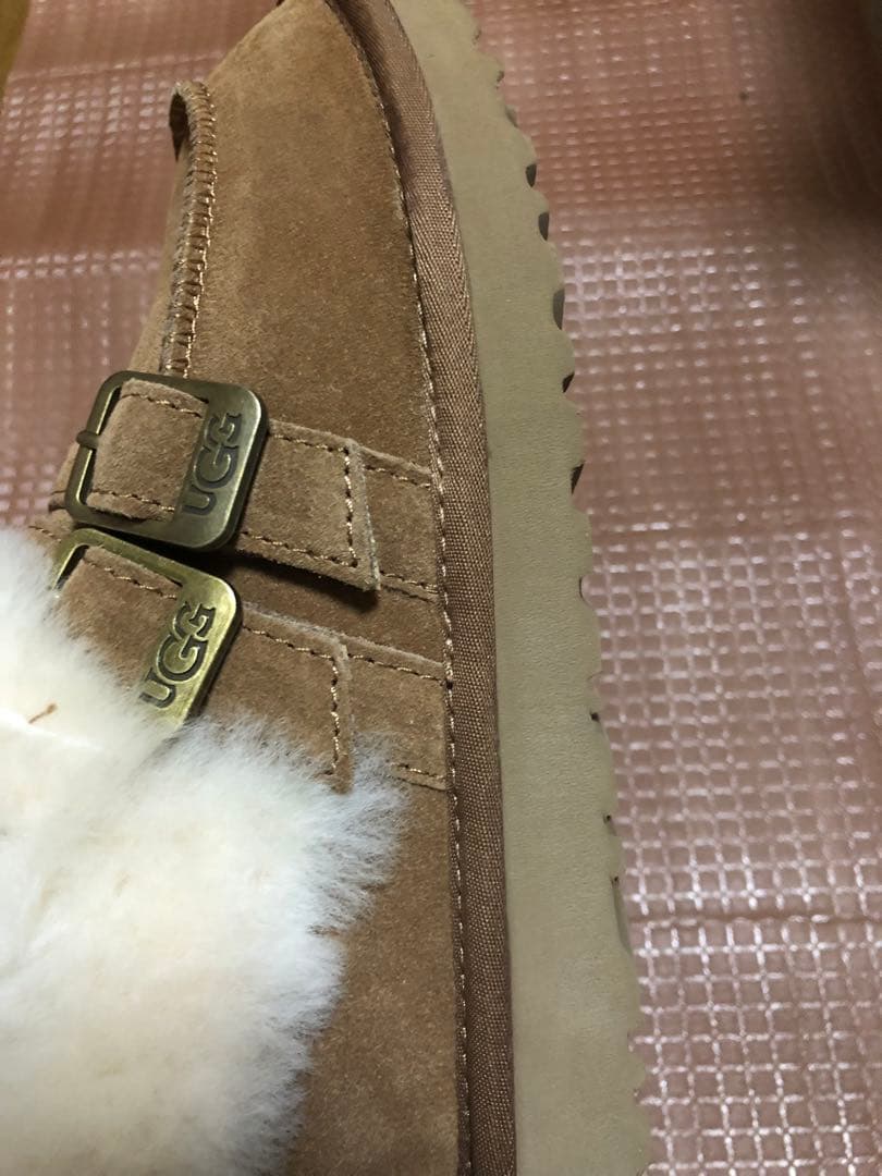 ベージュ スエード ファー モカシン23cmサイズ6