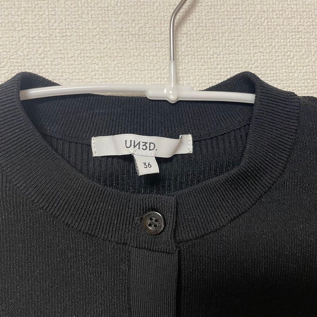 美品！UN3D. アンスリード SHORT KT CD / ショートニットカーデ
