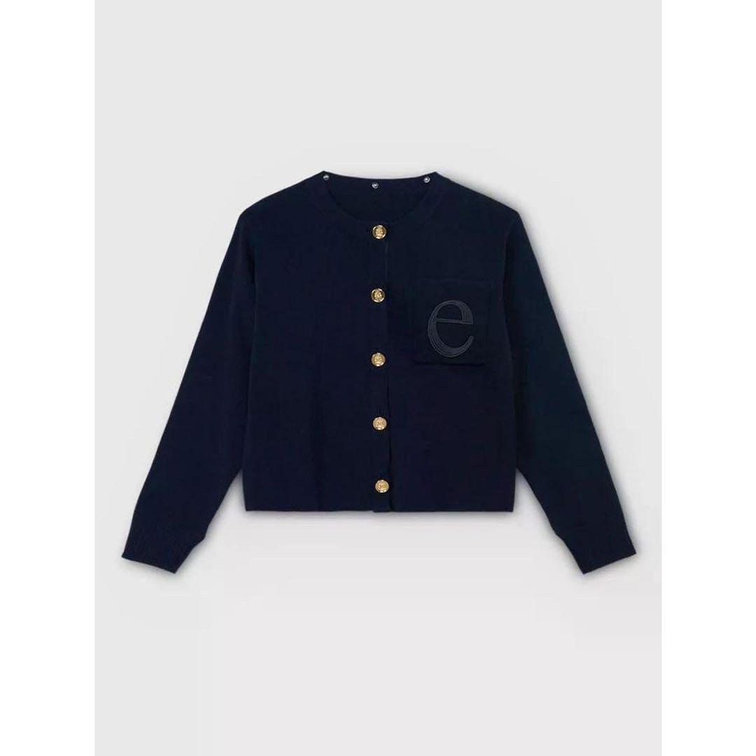 新品 Attached collar ニットカーディガン EIMY ネイビー