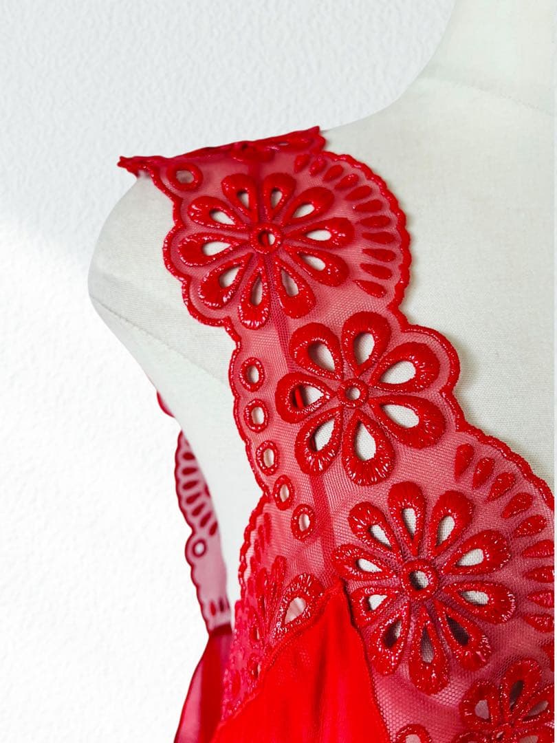 MERYLL ROGGE メリルロッゲ 赤 スカラップ ワンピース 44