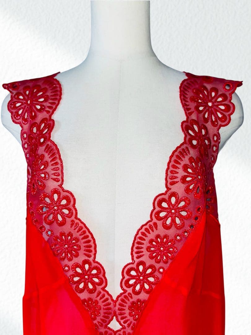 MERYLL ROGGE メリルロッゲ 赤 スカラップ ワンピース 44