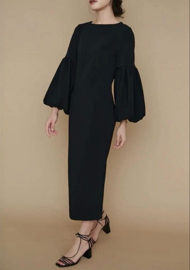 【L'Or】Balloon Sleeve Dress ブラック