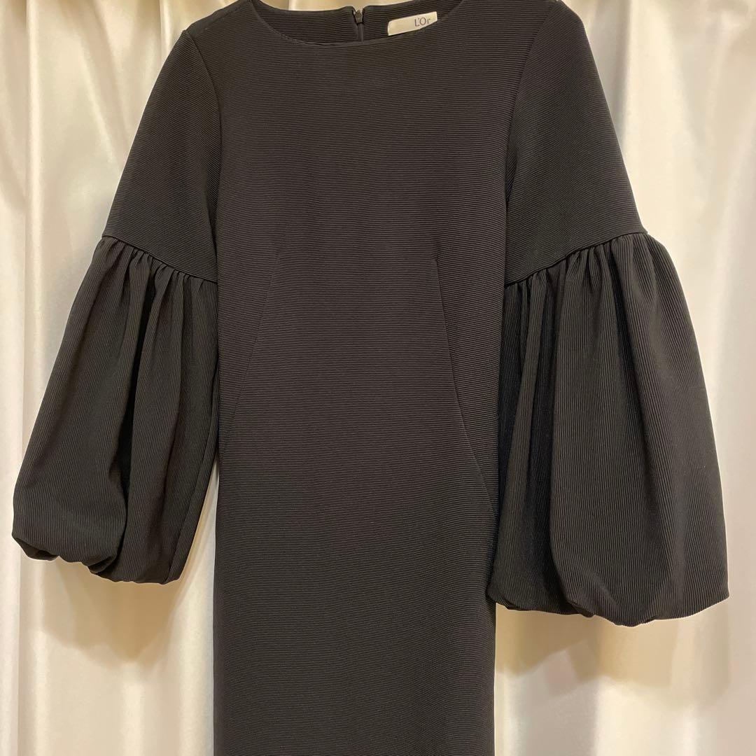【L'Or】Balloon Sleeve Dress ブラック