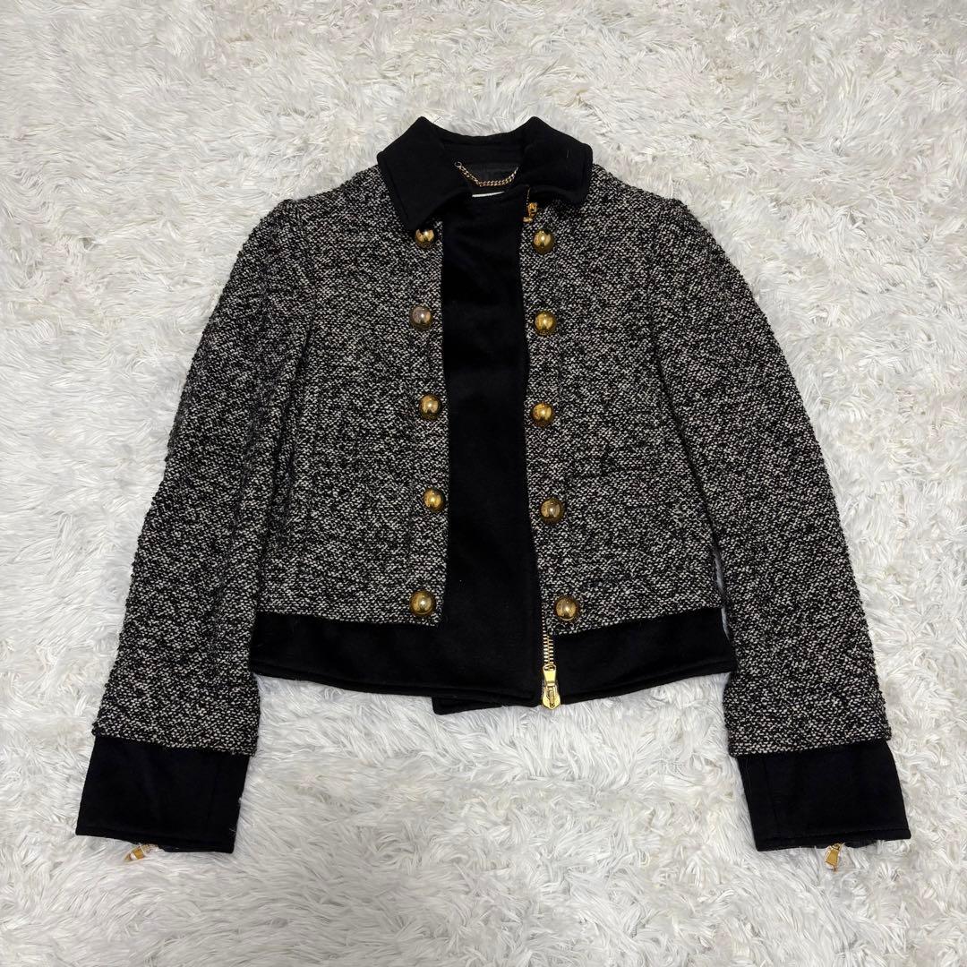 モスキーノ　ツイード調　ナポレオンジャケット　ショート丈