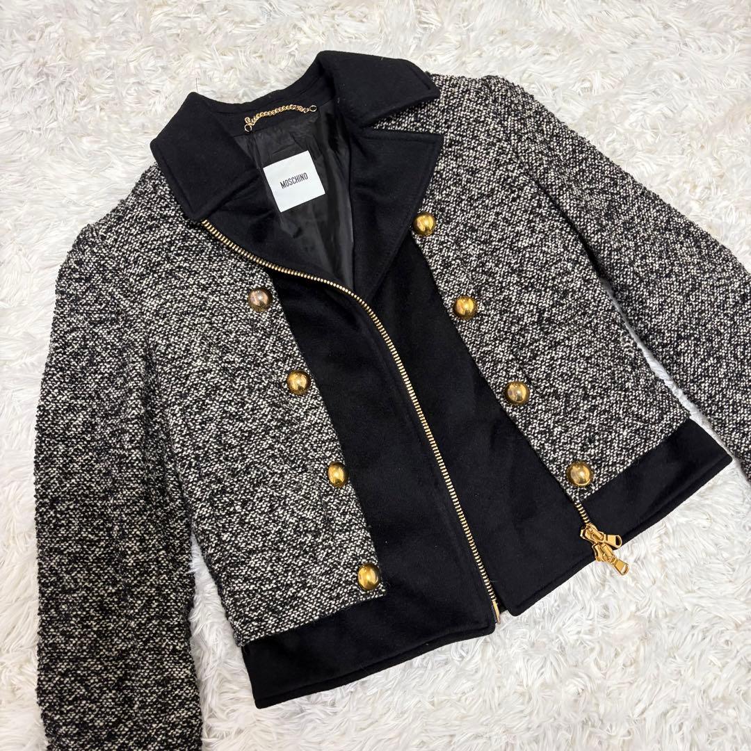 モスキーノ　ツイード調　ナポレオンジャケット　ショート丈