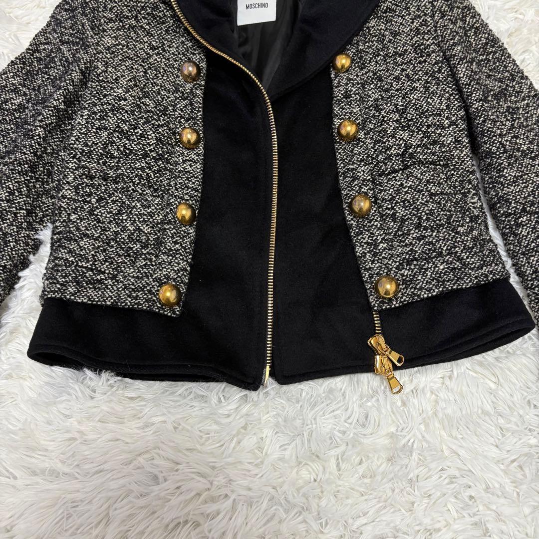 モスキーノ　ツイード調　ナポレオンジャケット　ショート丈