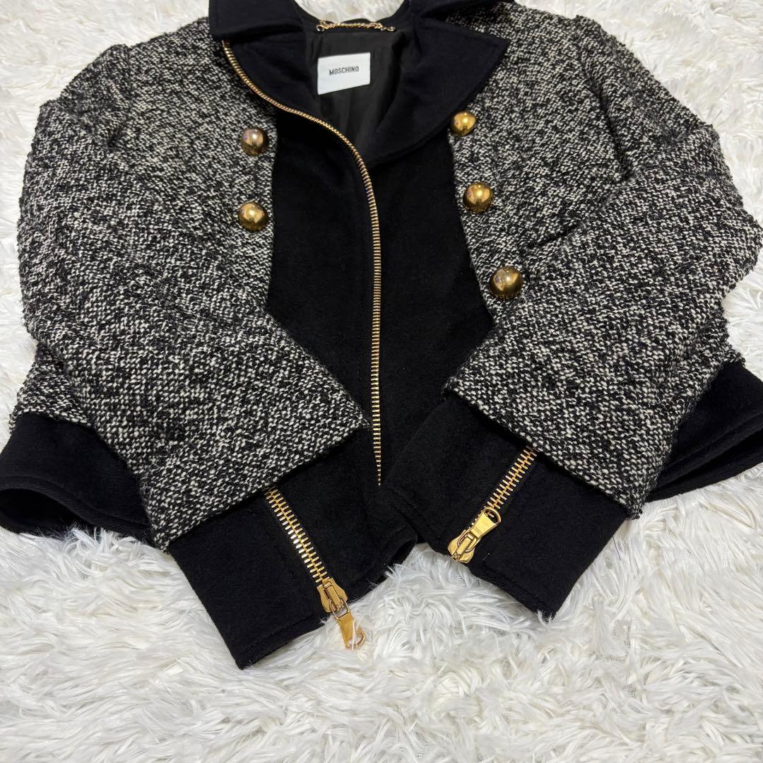 モスキーノ　ツイード調　ナポレオンジャケット　ショート丈