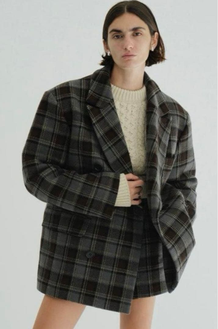 ジャケット・アウター CLANE OVER SHOULDER PEAKED LAPEL COAT